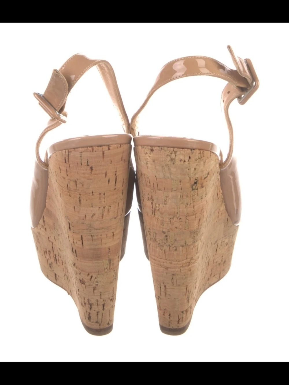 β€οΈ RED BOTTOM β€οΈ Womenβs Nude Patent Cork Platform Wedge - Picture 4 of 5